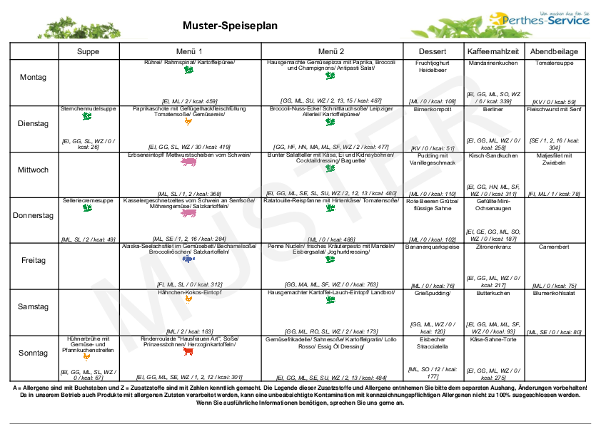 Muster-Speiseplan