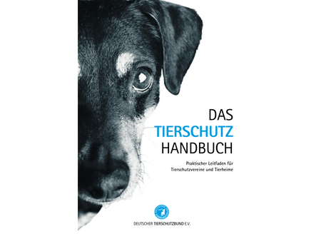 Cover des Tierschutz Handbuchs, auf dem ein Hund ins Bild lugt