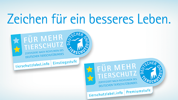 Label "Für mehr Tierschutz" des Deutschen Tierschutzbundes
