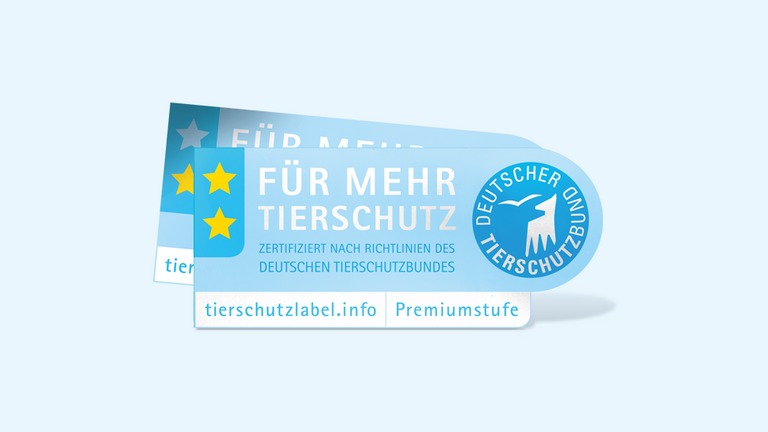 Das Logo des Tierschutzlabels "Für Mehr Tierschutz"